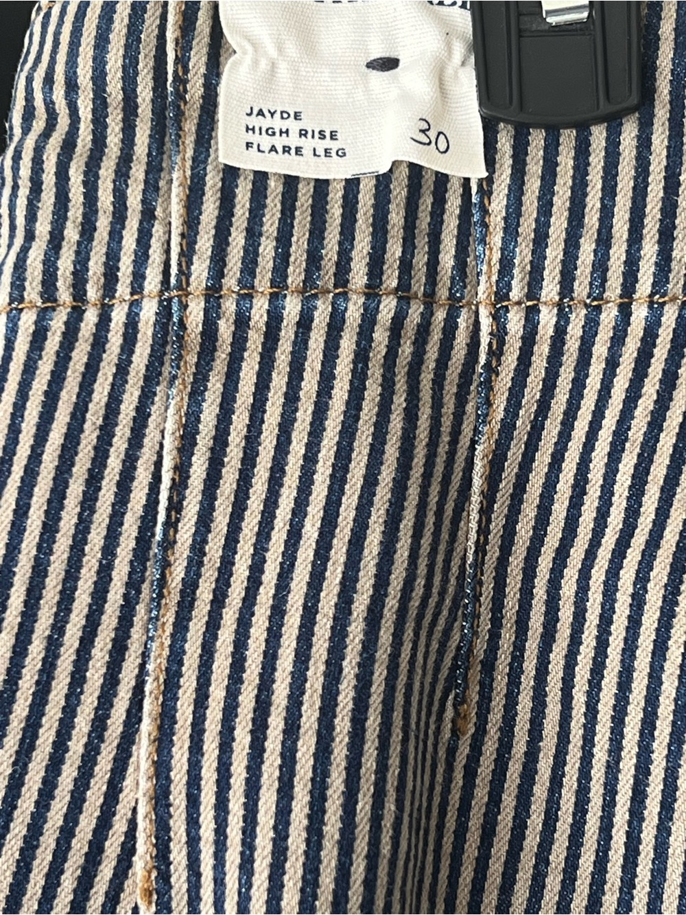 WE THE FREE 30 Jayde Striped Blue & White High-Waist flare Jeans - Picture 6 of 6